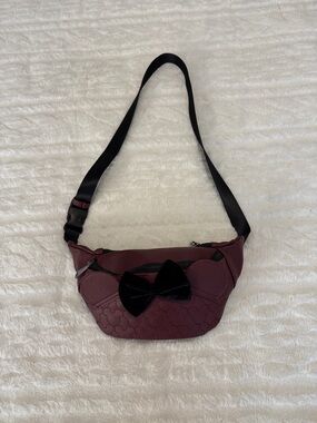 Disney Loungefly Burgundy Quilted Crossbody with Black Bow Accent